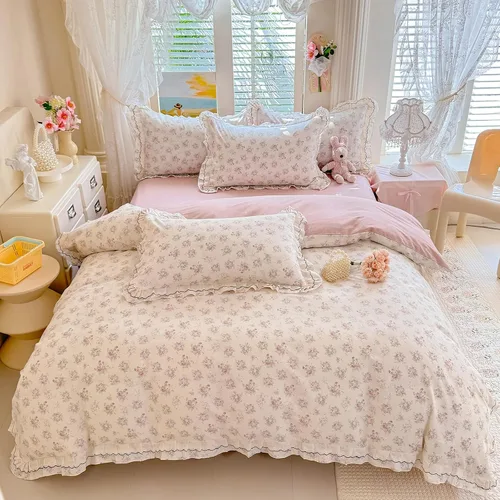 Vista 10 de Juego de funda de edredón con estampado floral estético, tamaño individual XL, acogedor juego de ropa de cama de algodón, tamaño individual XL