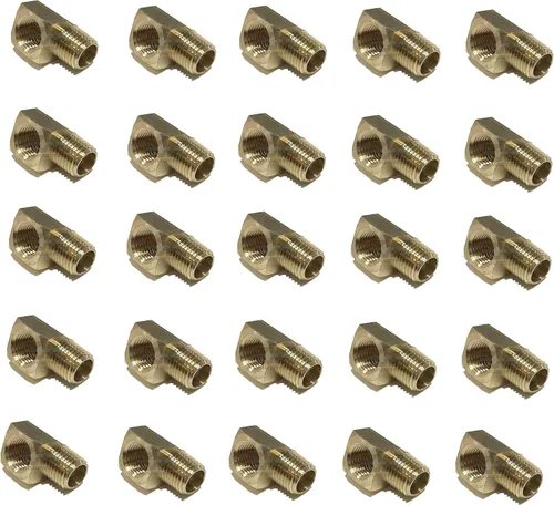 Vista 5 de Codo de calle de 90 grados de latón 1/4" macho NPT X 1/4" hembra NPT combustible/aire/agua/aceite/gas WOG (cantidad 01)