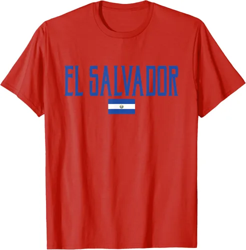 Vista 69 de Camiseta de texto azul con bandera de El Salvador, Negro, S