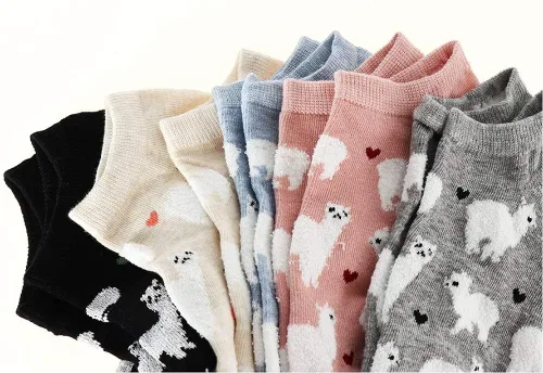 Vista 3 de CheeseandU. Calcetines tobilleros para mujer, 5 unidades, diseño de dibujos animados.