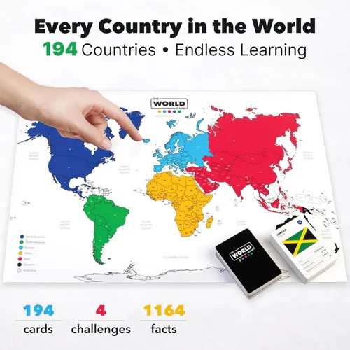 Vista 5 de The World Game - Juego de cartas de geografía - Juego de mesa educativo para niños, familia y adultos - Idea de regalo de aprendizaje genial