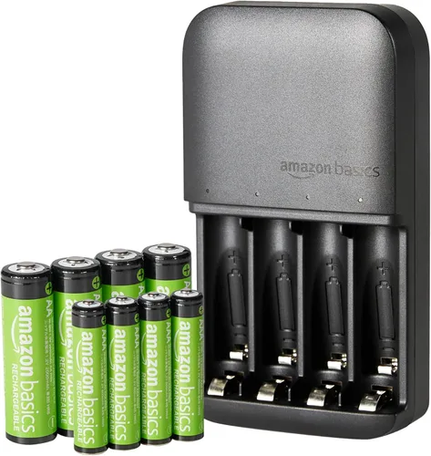Vista 7 de Amazon Basics - Cargador de batería para pilas recargables AA y AAA NiMh - Enchufe NA, 4 bahías, negro