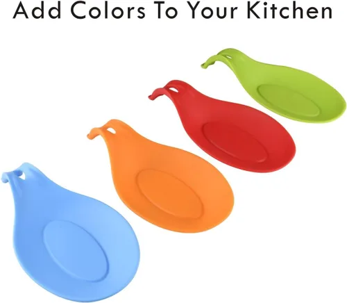 Vista 8 de iNeibo Apoyacucharas de silicona para la cocina, 4 unidades (colorido), Vajilla, Multicolor