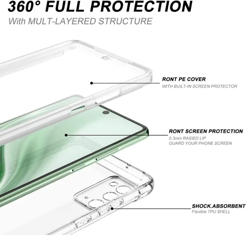 Vista 2 de SURITCH Funda transparente para Samsung Galaxy Note 20 (solamente) de 6.7 pulgadas, [protector de pantalla integrado], protección de cuerpo