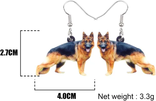 Vista 5 de DUOWEI German Shepherd Dog Earrings Acrylic Pets Drop Dangle Jewelry Party Birthday Gifts for Women Teen Girls Kids