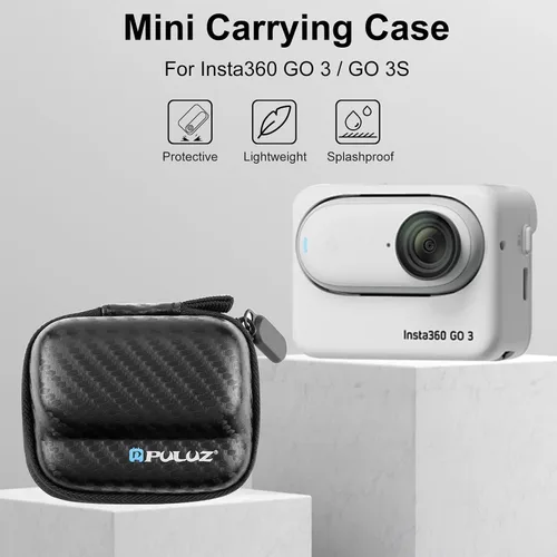 Vista 2 de Mini estuche de transporte para Insta360 GO 3 / GO 3S, funda portátil de fibra de carbono EVA, funda protectora rígida de viaje, funda de transporte