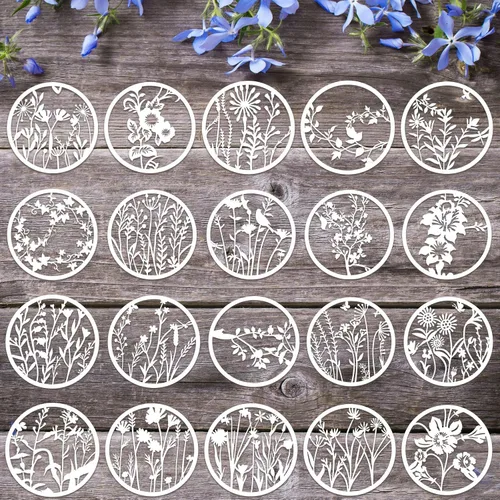 Vista 8 de Marspark 20 plantillas de flores silvestres reutilizables para plantilla de pintura, plantillas de pared de flores para primavera, plantillas PET