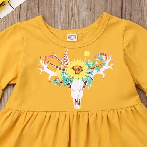 Vista 2 de Ropa de otoño para niña, de manga larga, con volantes, con estampado de leopardo, con diadema, 3 piezas de trajes de invierno