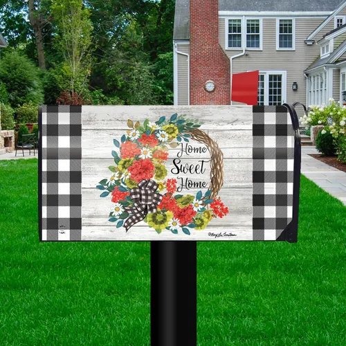 Vista 2 de Briarwood Lane Funda para buzón de verano con corona de geran Corona de geranio