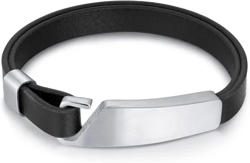 Vista 4 de QINGDUO - Pulseras de alerta médica grabadas personalizadas para mujeres y hombres, pulsera médica de acero inoxidable + cuero, pulsera médica