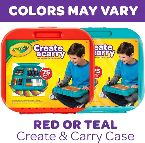 Vista 8 de Crayola Create 'n Carry, kit portable de herramientas de arte, más de 75 piezas, gran regalo.