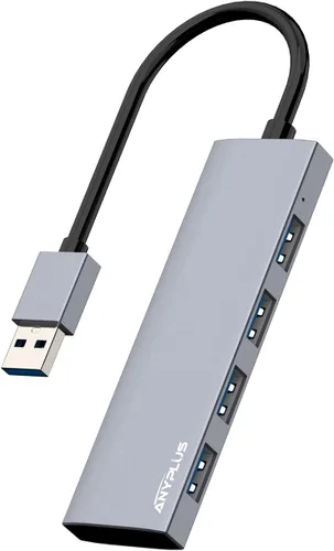 Vista 18 de Concentrador USB, concentrador USB 3.0 de aleación de aluminio ultra delgado divisor USB, extensor USB portátil de 4 puertos, concentrador USB