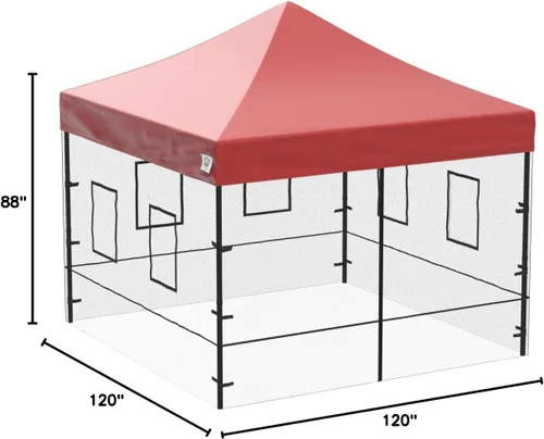 Vista 2 de [Usado] Impact toldo de 10 x 10 pies, elevable; casa de campaña con paredes laterales, para proveedores de servicio de alimentos, Malla Negra