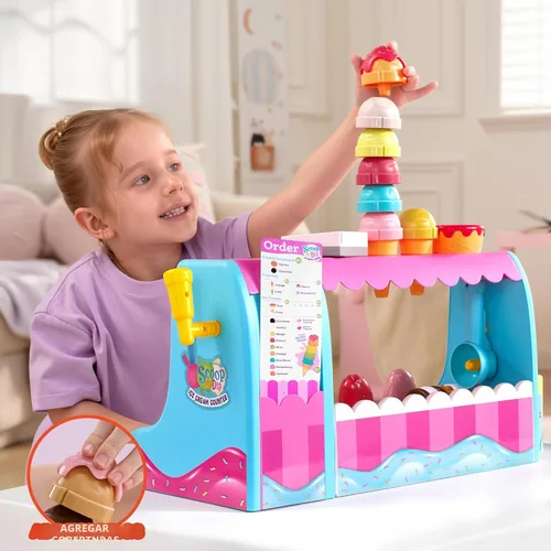 Vista 4 de lalalark Juguete para hacer helados, haz tu propio juego de helado, juego de juguetes de comida para jugar, juguete de cocina para niños, regalos