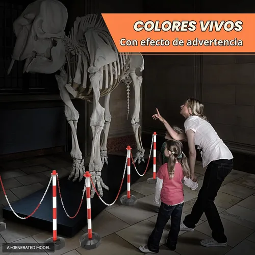 Vista 5 de Paquete de 6 Conos de Poste Delineador de Tráfico con Base Rellenable, Barrera de Seguridad Ajustable de Plástico para Control de Multitudes