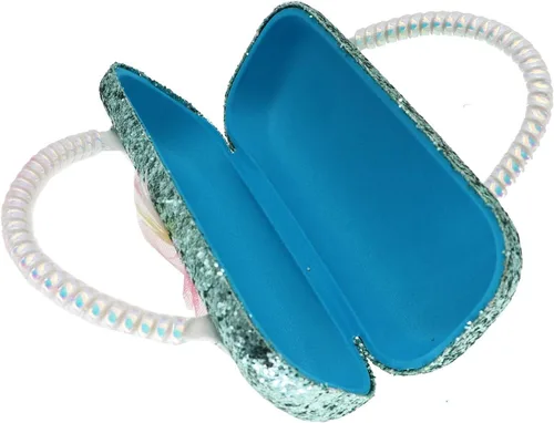 Vista 5 de Estuche para gafas con holograma para mujeres, niños, niñas, niños, estuche para gafas, holograma deslumbrante, brillante, carcasa rígida con asa
