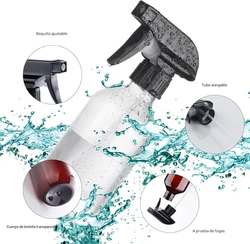 Vista 4 de Botellas de spray Teyssor Botella de agua en aerosol - Libre de BPA - 10 oz/300 ml Contenedores de plástico recargables de niebla fina Botella