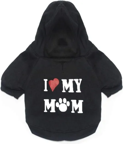 Vista 6 de Ropa para perros y mascotas, suéter suave y grueso para cachorros, sudaderas con capucha de invierno negro para cachorros para perros pequeños