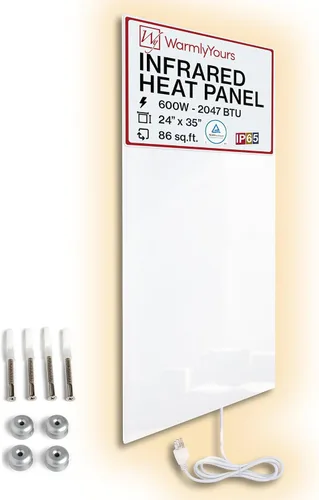 Vista 17 de Panel de calentador de pared infrarrojo de vidrio negro 600 W, panel de calor radiante eléctrico de 24 x 35 pulgadas, calentador de espacio