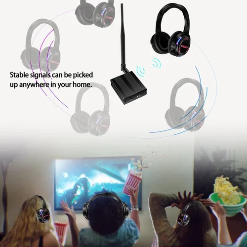 Vista 5 de Auriculares inalámbricos inalámbricos de disco silenciosos RF LED intermitente auricular 10 unidades de auriculares y 1 transmisor 1,640.4 ft