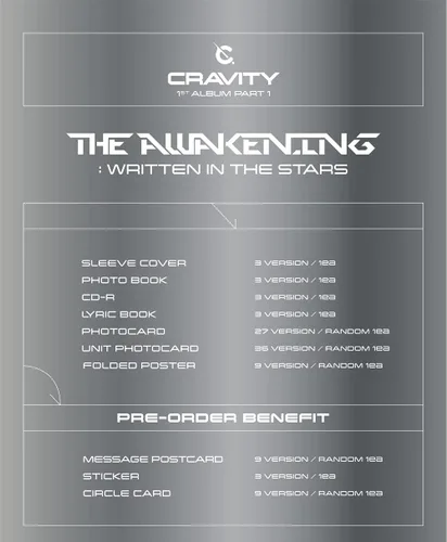 Vista 2 de CRAVITY - The Awakening :Written in the Stars (Vol.1) Álbum+juego de tarjetas fotográficas adicionales (AWAKE ver.)