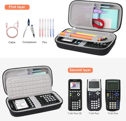 Vista 2 de Canboc Estuche para calculadora gráfica para Texas Instruments Ti-84 Plus CE/Ti-84 Plus/TI-83 Plus Calculadora gráfica a color, Bolsa de malla