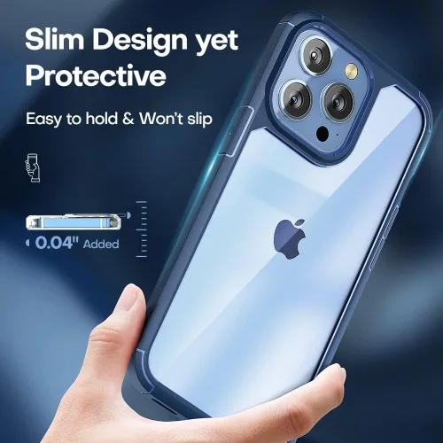 Vista 5 de TAURI - Funda 3 en 1 diseñada para el iPhone 13 Pro Max, con 2 paquetes de protector de pantalla de vidrio templado + 2 paquetes de protector