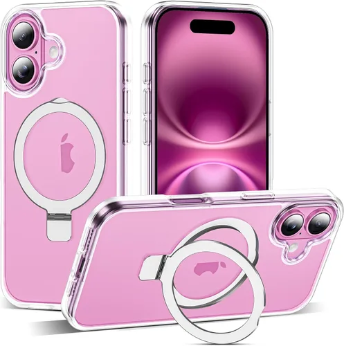 Vista 68 de SKYLMW - Funda compatible con iPhone 11 de 6.1 pulgadas, con soporte magnético invisible tipo anillo, funda translúcida de grado militar, compatible
