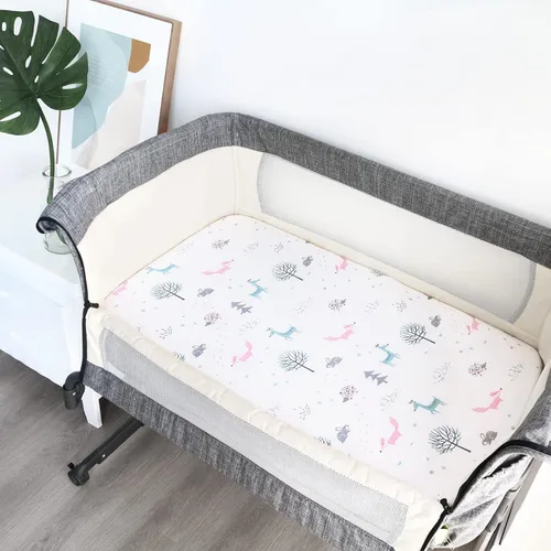 Vista 6 de Sábanas de moisés de muselina aptas para colchones de Halo, Dream on Me, Fisher Price, Delta, Graco y otros colchones ovalados y de reloj de arena
