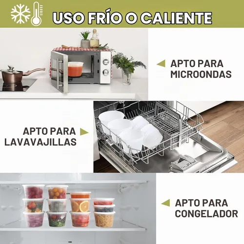 Vista 5 de Ezalia 50 juegos de recipientes de plástico con tapas, contenedor de pinta