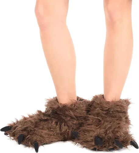 Vista 2 de Lazy One - Pantuflas con diseño de garra de animal para niños y adultos, disfraz divertido para niños, cálidas pantuflas peludas