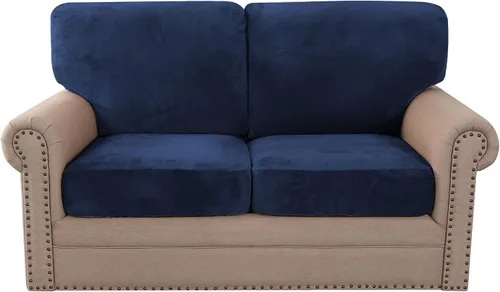 Vista 23 de Juego de 2 fundas de cojín elásticas con respaldo de sofá, fundas de cojín en forma de T adecuadas para sillón de dos plazas, sofá biplaza o sofá