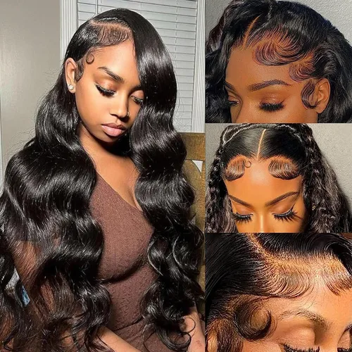 Vista 15 de Pelucas de cabello humano ondulado con encaje frontal HD de densidad 200, prearrancadas de 13 x 6 pulgadas, pelucas de cabello humano con encaje