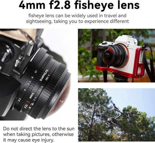 Vista 4 de 7Artisans - Objetivo ojo de pez de 4mm F2.8 Ultra Gran Angular Lente Manual Compatible con cámaras sin espejo de montaje M4/3 para Panasonic GH3 GH4