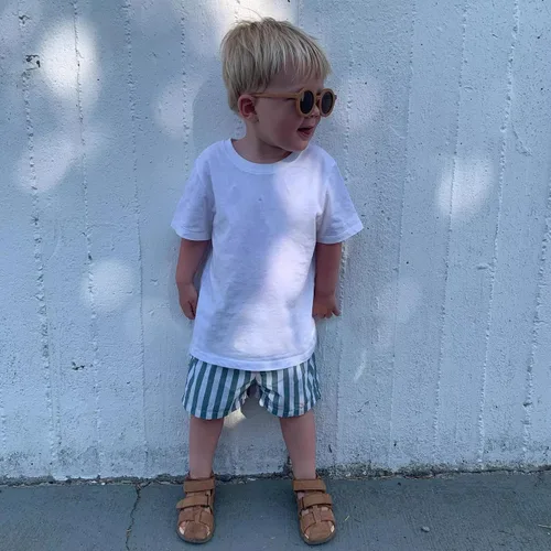 Vista 7 de Pantalones cortos de baño para niños, ropa de playa de secado rápido, pantalones cortos deportivos de baño para niños, traje de baño a rayas