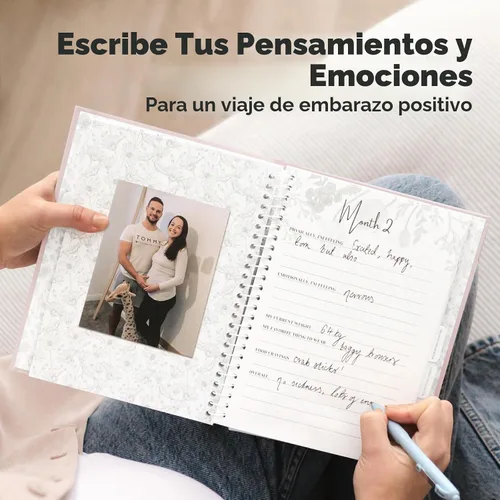 Vista 5 de Diario de embarazo, anuncios de embarazo, libro de tapa dura de 80 páginas Rubor