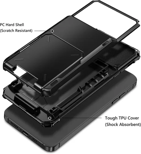 Vista 2 de Vofolen Funda compatible con iPhone 15 con soporte para tarjetas, funda de doble capa de 4 tarjetas, resistente a prueba de golpes, ranura