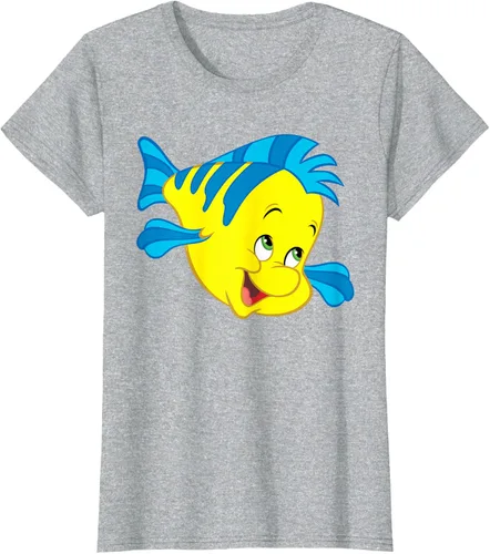 Vista 26 de Disney Camiseta de disfraz de cara grande de la Sirenita Flounder Sidekick