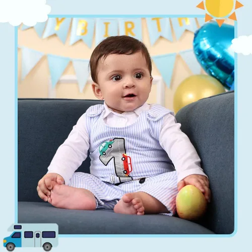 Vista 5 de XIFAMNIY Mameluco de algodón sin mangas a rayas de una sola pieza para bebé niño 1er cumpleaños
