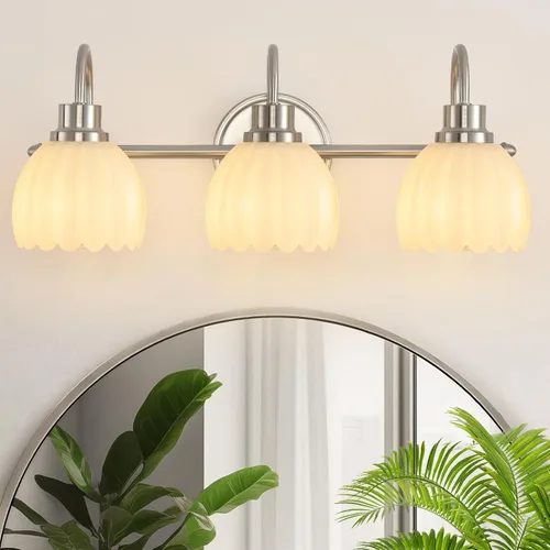Vista 10 de Lámparas de baño (2 luces, 38 cm), luces de tocador mate negras para baño con pantalla de vidrio esmerilado blanco, luces de pared modernas