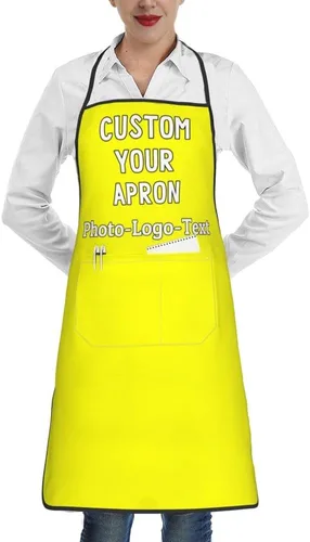 Vista 18 de Delantales personalizados para adultos, delantal personalizado con logotipo de foto, delantal impermeable con 2 bolsillos
