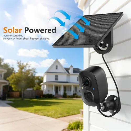 Vista 2 de Cámara de seguridad 2K inalámbrica para exteriores, cámaras WiFi alimentadas por energía solar para seguridad del hogar con detección de movimiento