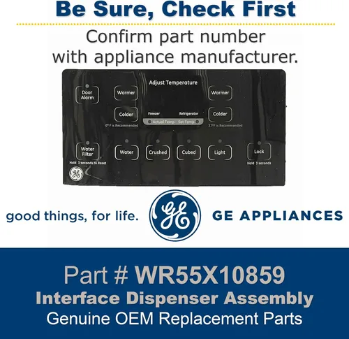 Vista 3 de GE WR55X10859 - Conjunto de dispensador de interfaz OEM original (negro) para refrigeradores GE