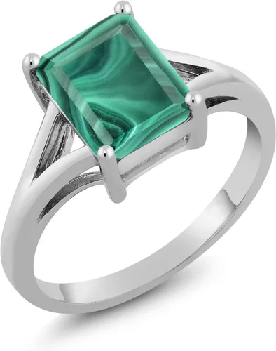 Vista 51 de Gem Stone King Anillo de compromiso solitario con diseño clásico de vástago dividido para mujer, plata de ley 925, piedra natal de piedra preciosa