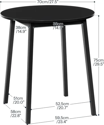 Vista 2 de HOOBRO Mesa de Comedor de Bambú, Mesa de Comedor Redonda para 2, Mesa de Cocina de 27.5" para Espacios Pequeños, Mesa de Escribir, Fácil de Montar