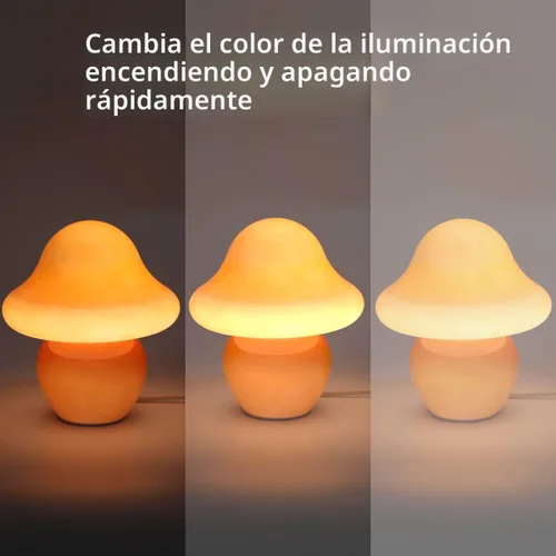 Vista 4 de HEQET Lámpara de hongo naranja de vidrio para mesa, lámpara de hongo para dormitorios, sala de estar, lámparas estéticas para dormitorio, linda