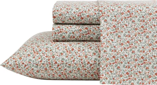 Vista 28 de Laura Ashley - Juego de sábanas individual, ropa de cama de percal de algodón fresca y suave con bolsillos profundos, ligera para comodidad durante