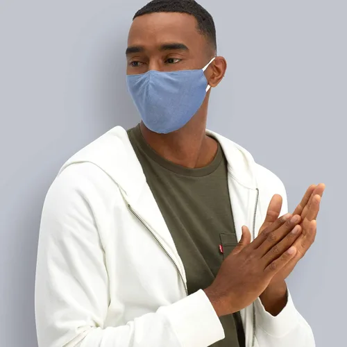 Vista 4 de Be Wise Máscara facial lavable unisex para protección, algodón con cintas elásticas ajustables para las orejas