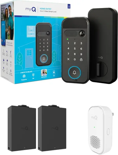 Vista 19 de myQ Smart Access Starter Kit: Secure View™ Smart Lock 3 en 1 + teclado de video para puerta de garaje + kit adaptador + timbre myQ, códigos PIN
