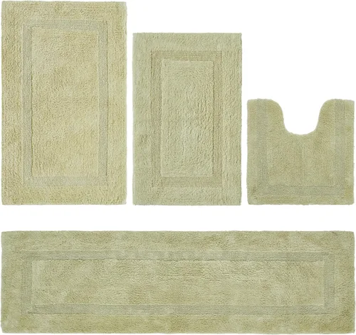 Vista 68 de Better Trends Juego de 4 alfombras de baño de lujo, 100% algodón, suaves, absorbentes de agua, reversibles, lavables a máquina, para decoración
